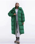 Women’s Streetwear Layer Hooded Long Puffer Coat