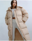 Women’s Streetwear Layer Hooded Long Puffer Coat