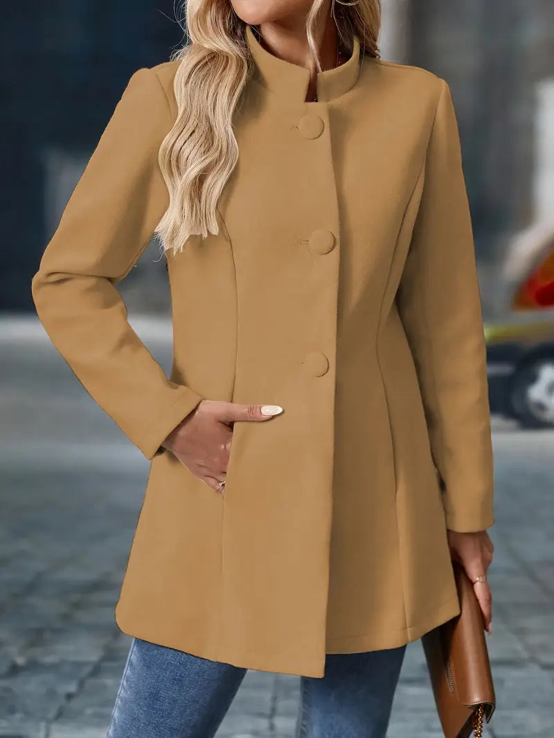 Women’s Stand Collar Button Coat