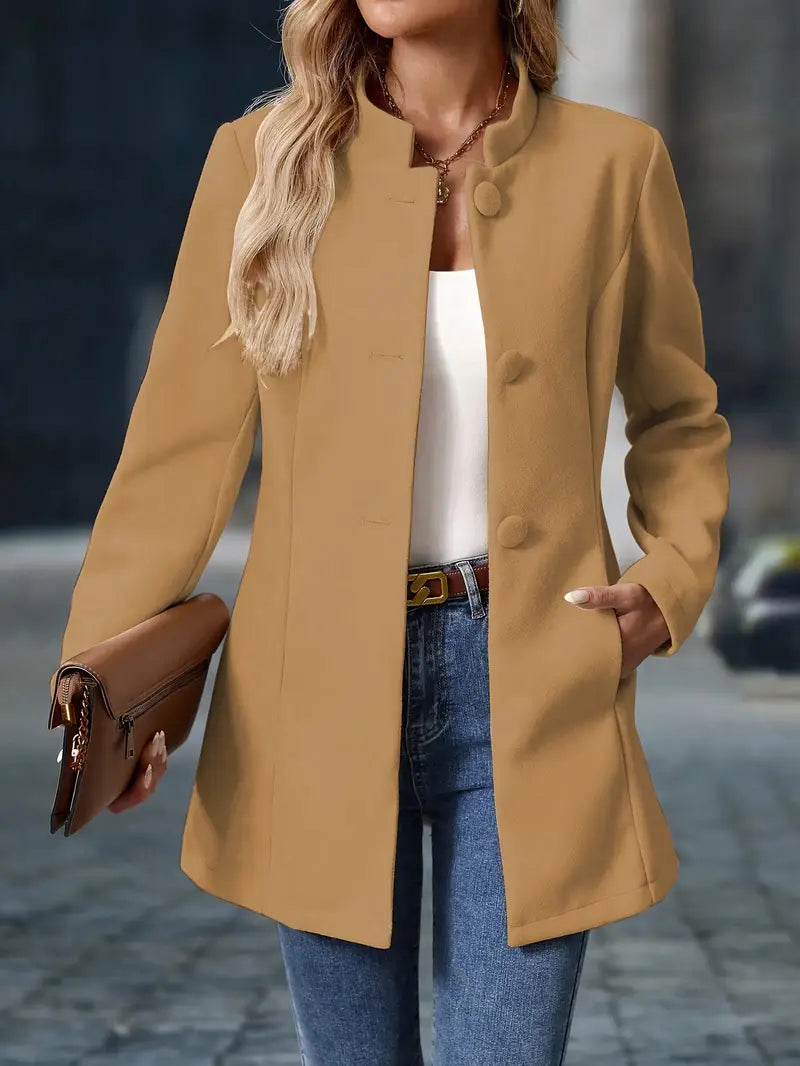 Women’s Stand Collar Button Coat