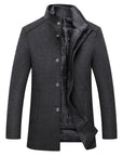 Men's Winter Formal Jacket with Stand Collar and Elegant Button