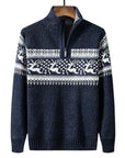 Men’s  Nordic Pattern Fair Isle Half-Zip Knit Sweater