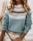 Women’s Patterned Knit Crew Neck Sweater