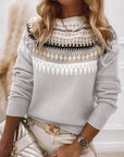 Women’s Patterned Knit Crew Neck Sweater