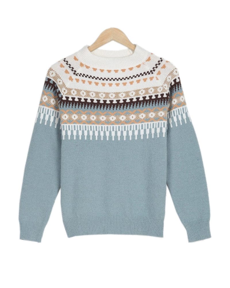 Women’s Patterned Knit Crew Neck Sweater